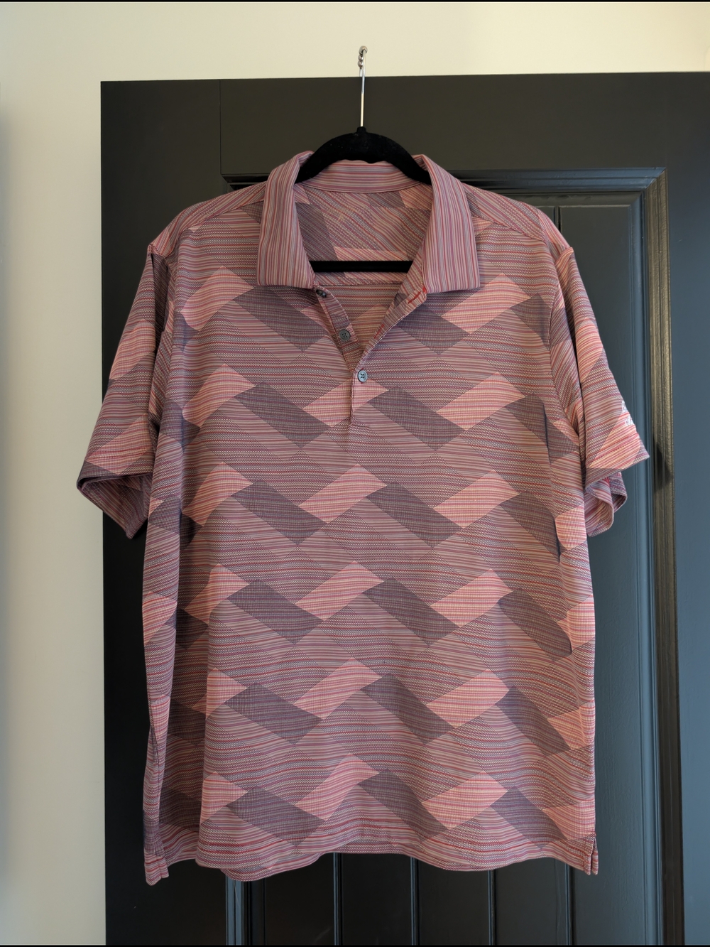 Men's Pink Geometric Polo Shirt